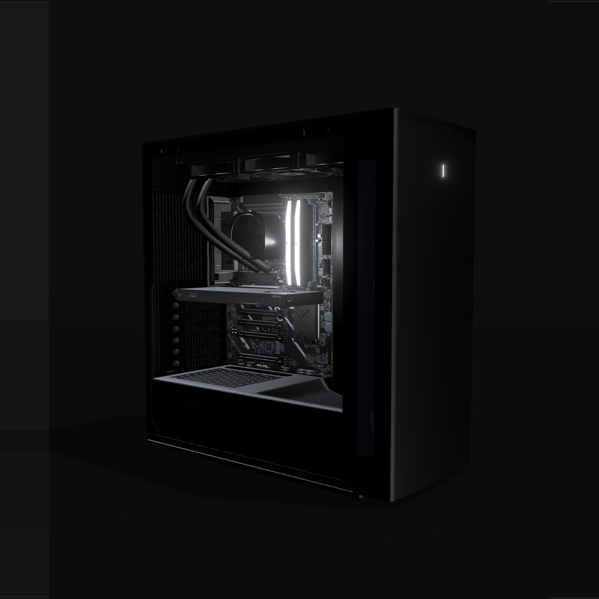 Workstation CAD – 3D rendering, front three-quarter view