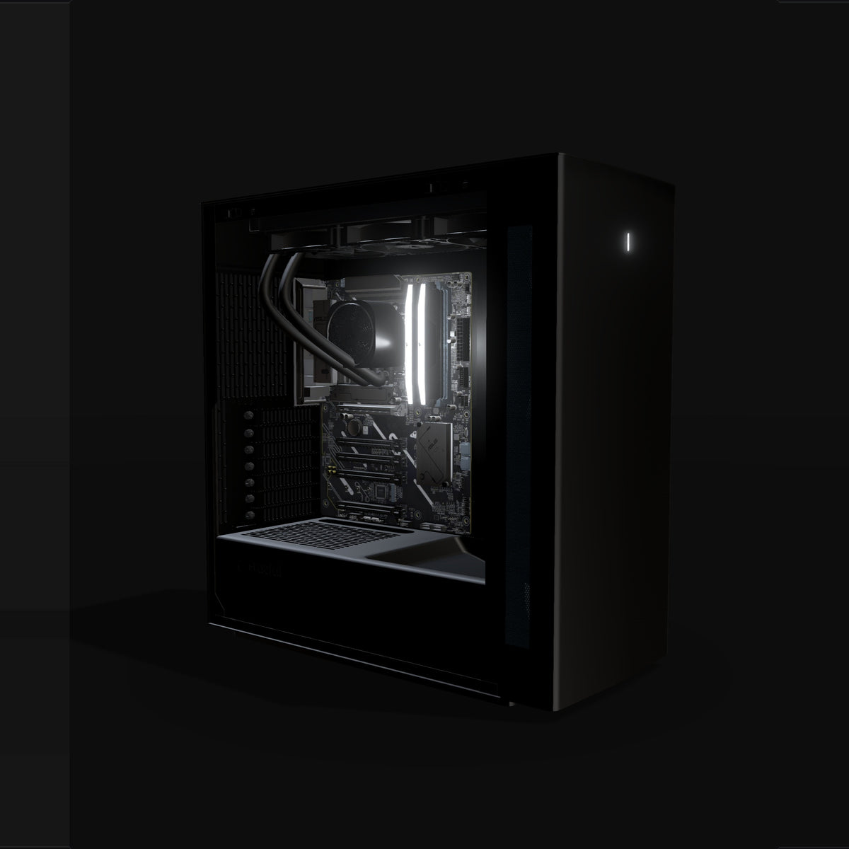 Workstation Silent – 3D rendering, front three-quarter view