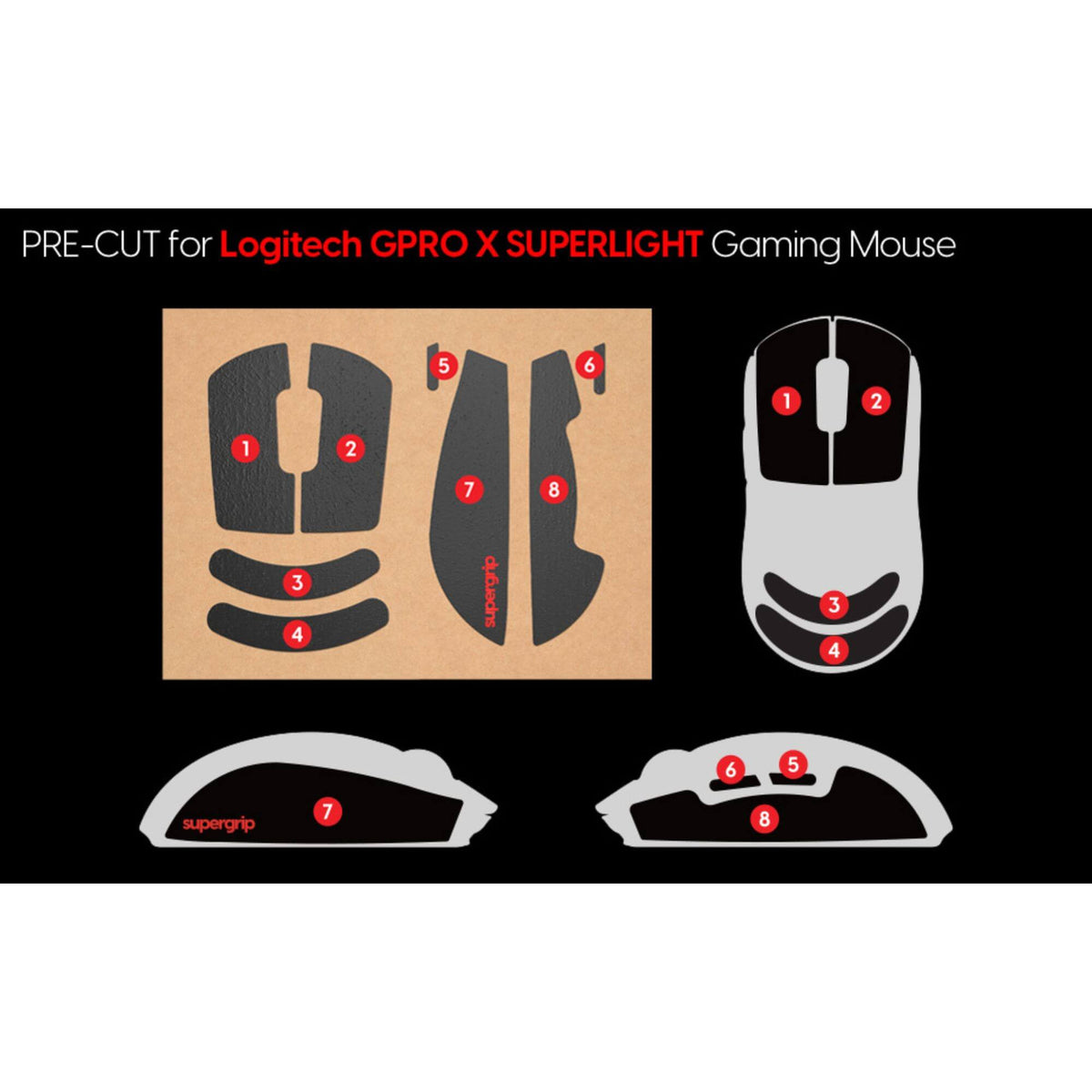 Ruban adhésif Supergrip pour Logitech G Pro X Superlight 1 et 2
